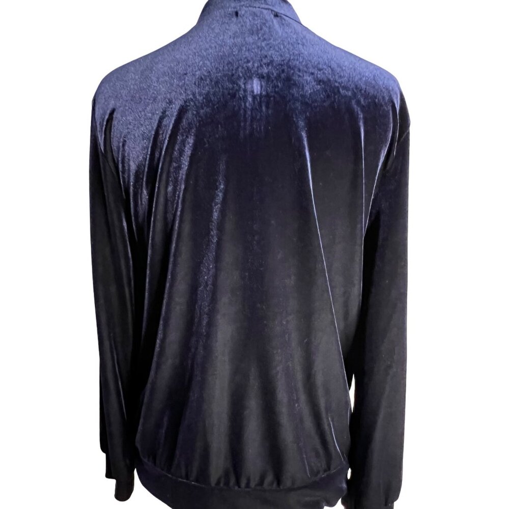 BP women’s medium Valore velvet jacket front full zipper long sleeve blue - Picture 5 of 12